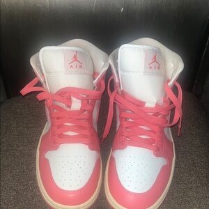 Nike Pink and White High-Top Sneakers